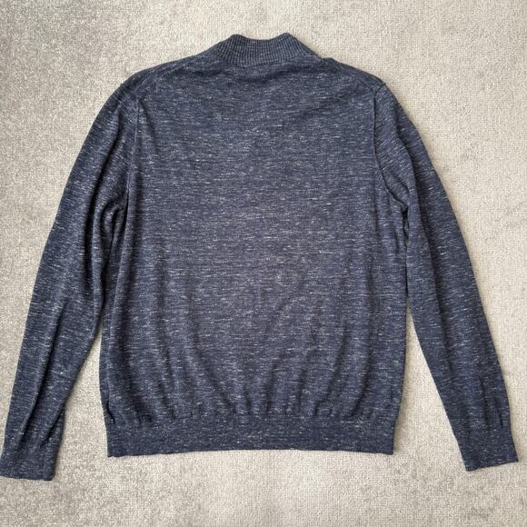 Express Sweater Mens XL Blue Shawl Collar Cotton Pullover Casual Knit Grandpa - Picture 7 of 7